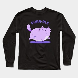 Purrrple Cute Chubby Purple Kitty Cat Pun Long Sleeve T-Shirt